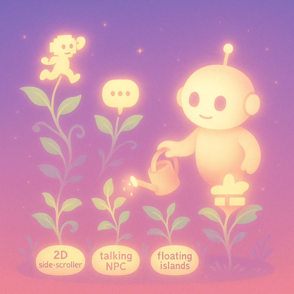 game-dev-concept-illustration-robot-watering-plants