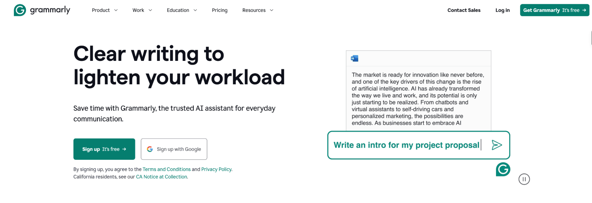 grammarly-ai-writing-assistant-homepage